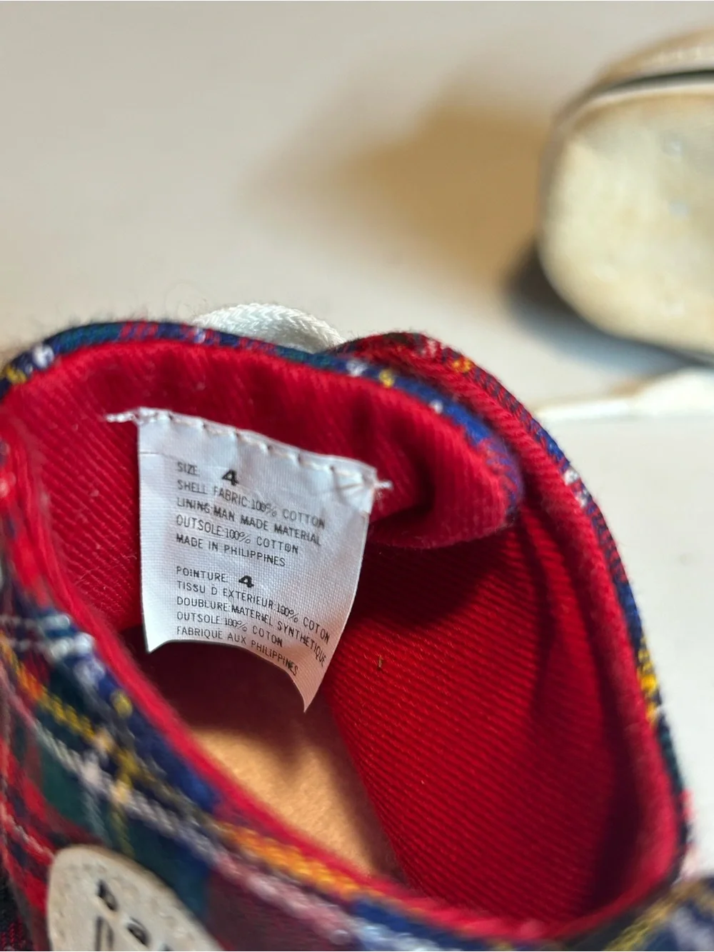 Vintage 90s Baby GAP Red Tartan Plaid high Top Soft Sole Crib Shoes